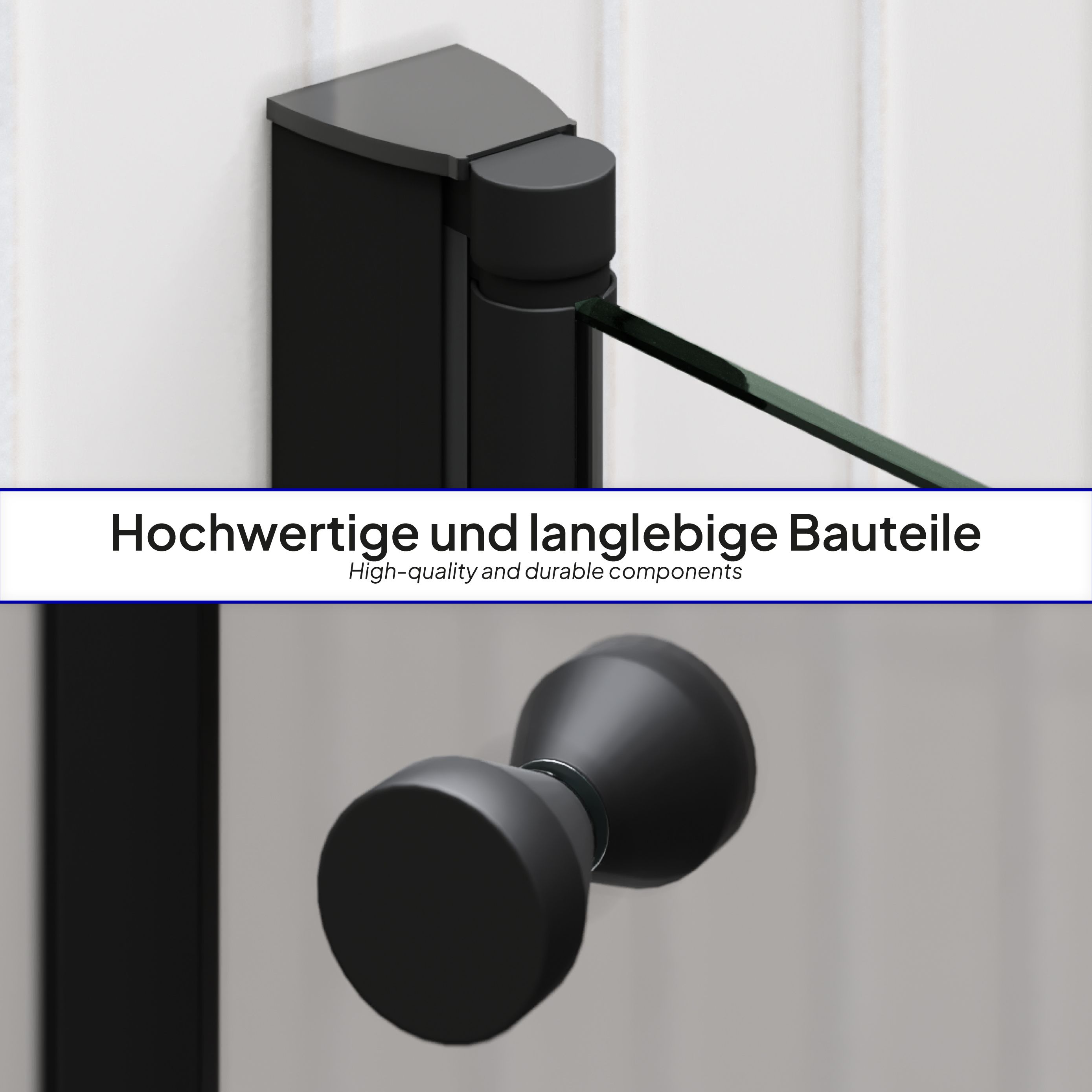 Shower Door Lima BLACK with Hinged Doors 68-140 cm made of ESG Safety Glass