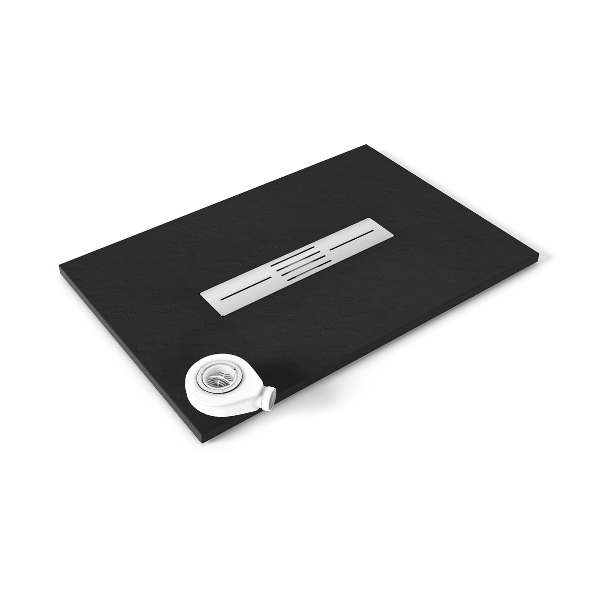 SMC Shower Tray Lumia in Slate Finish with Black Drain Assembly
