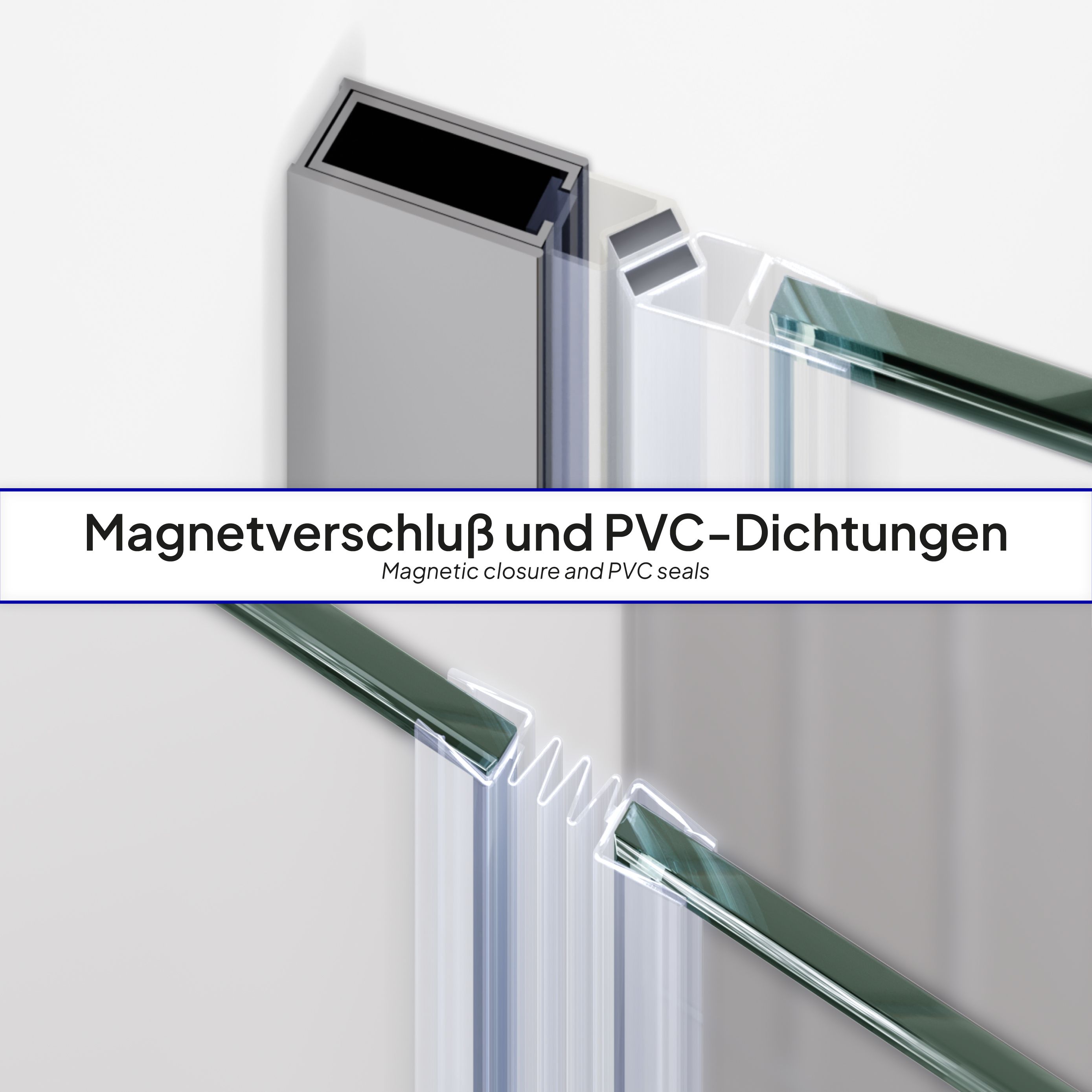 Shower Door Mila with Folding Door made of Clear ESG Safety Glass