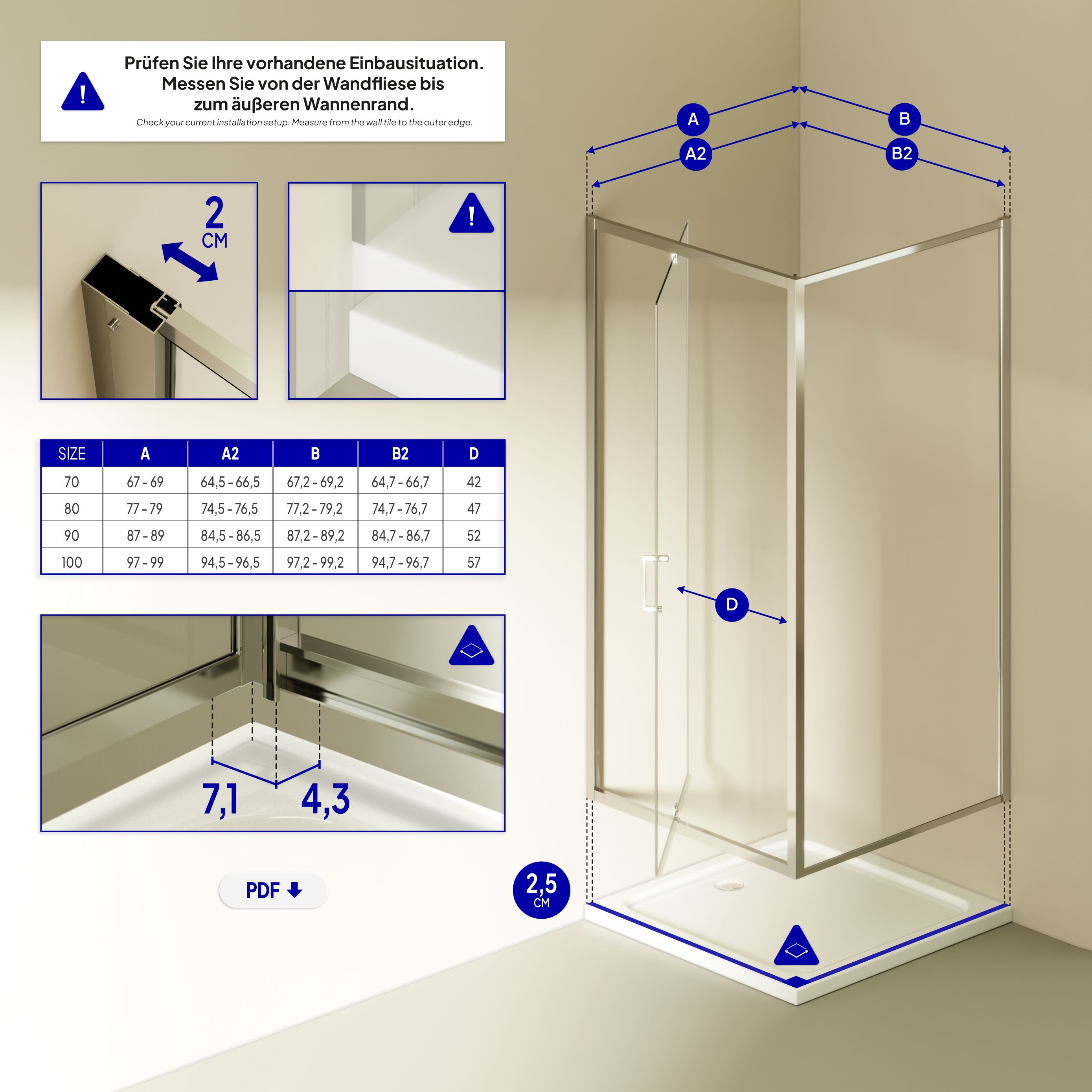 Front-entry Isadora with folding door made of ESG safety glass