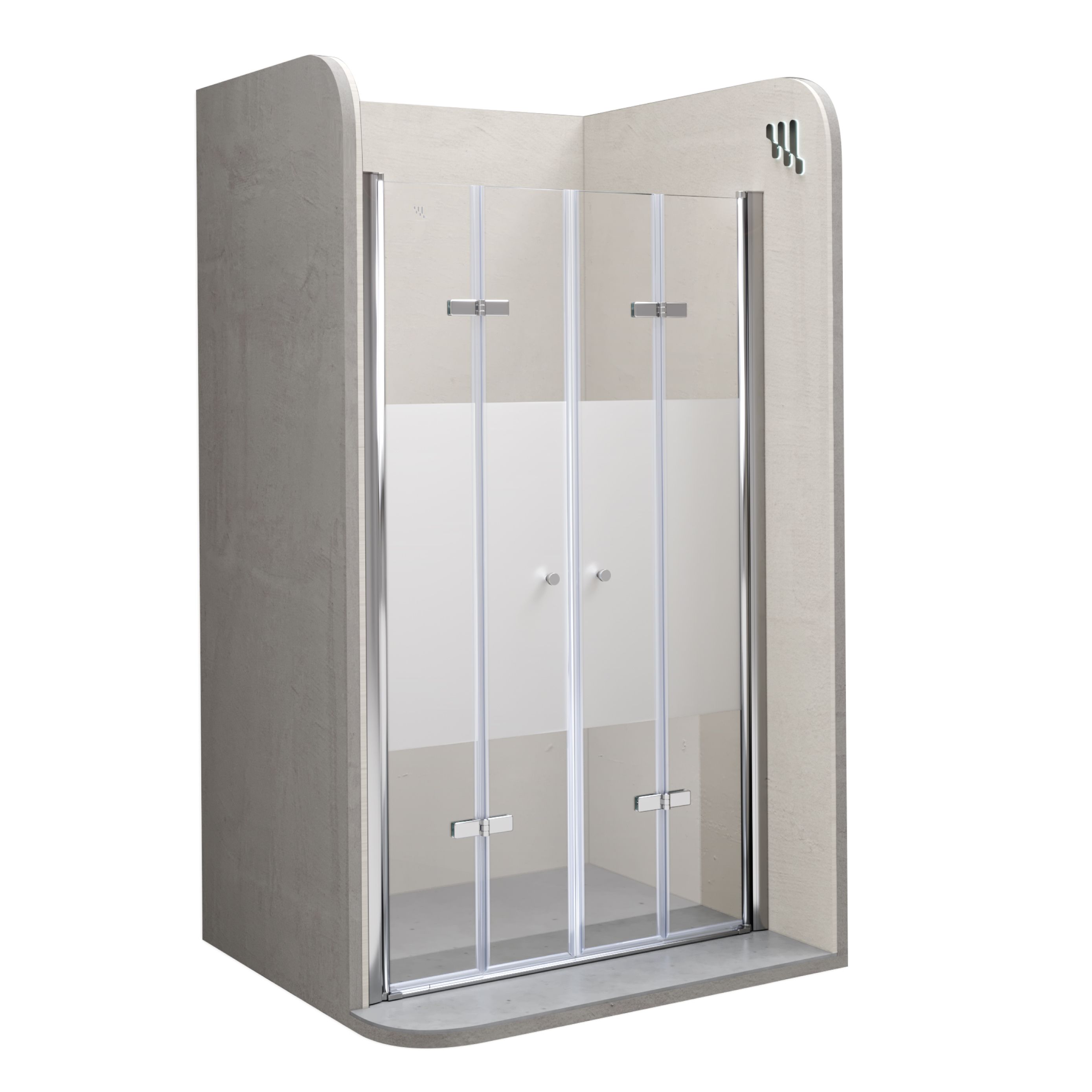 Shower Door Lena with Folding Panels made of Partially Frosted ESG Safety Glass