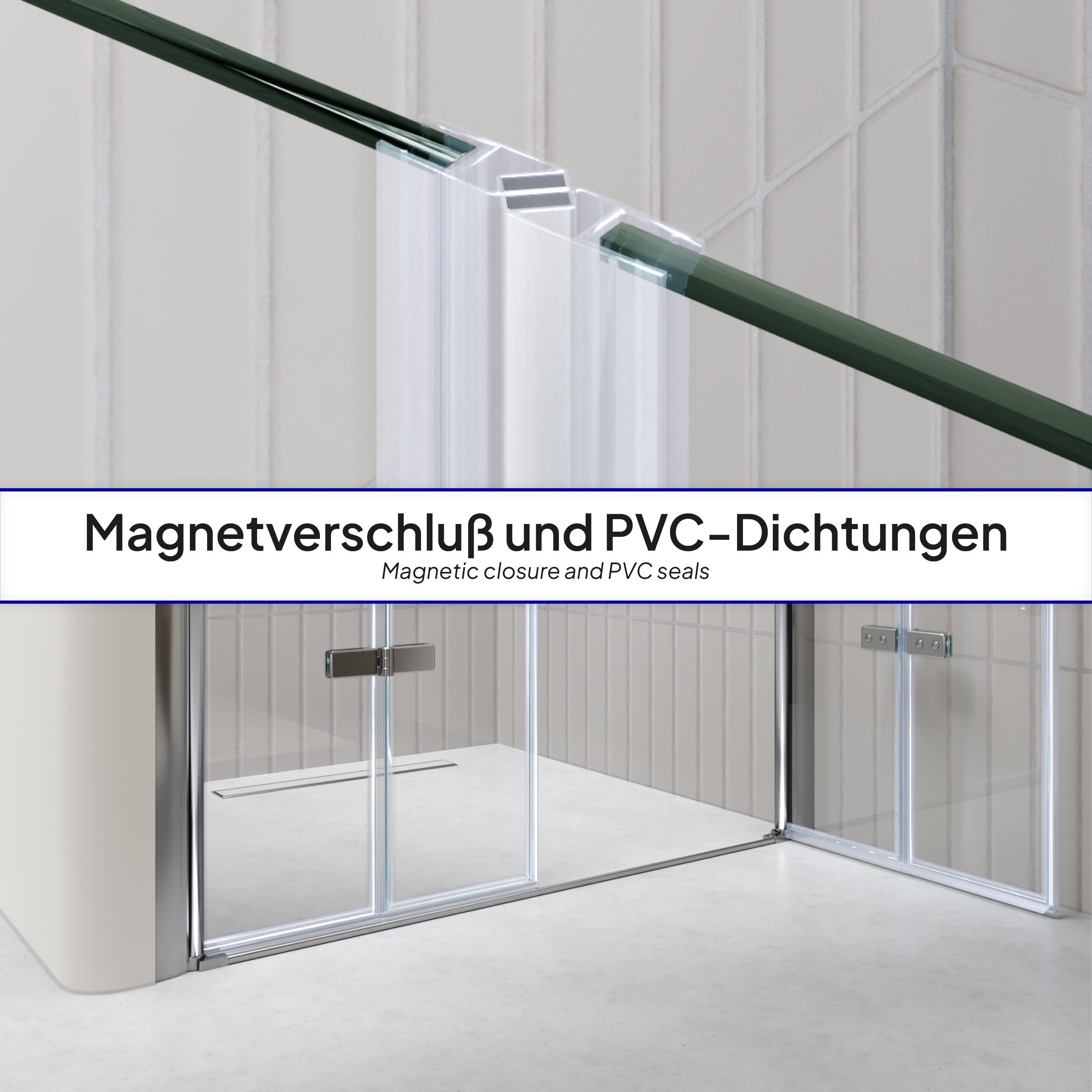 Shower Door Lena with Folding Doors Made of Clear Tempered Safety Glass