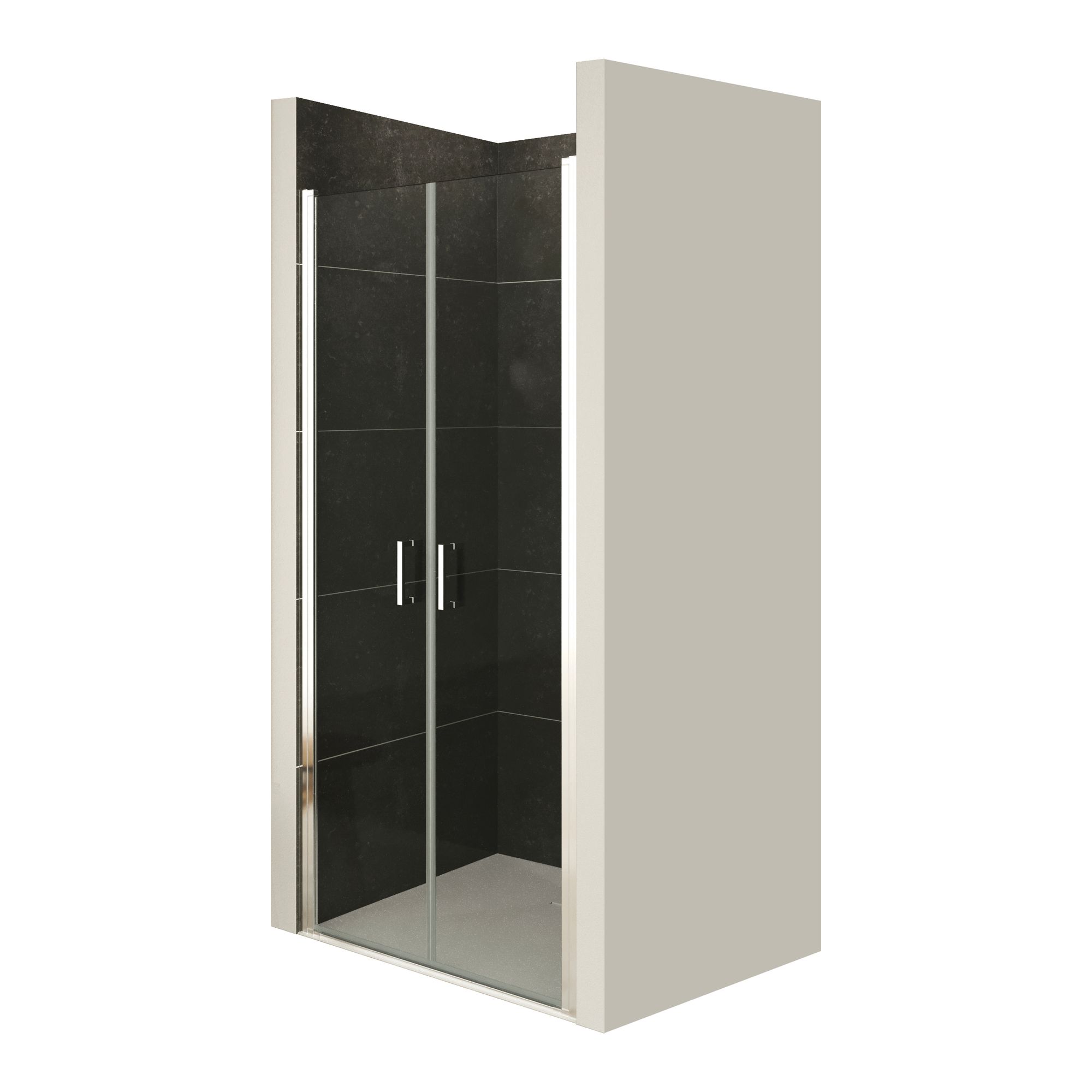 Shower Door Lara with Hinged Doors and Stainless Steel Handles, 68-104 cm, made of ESG Safety Glass