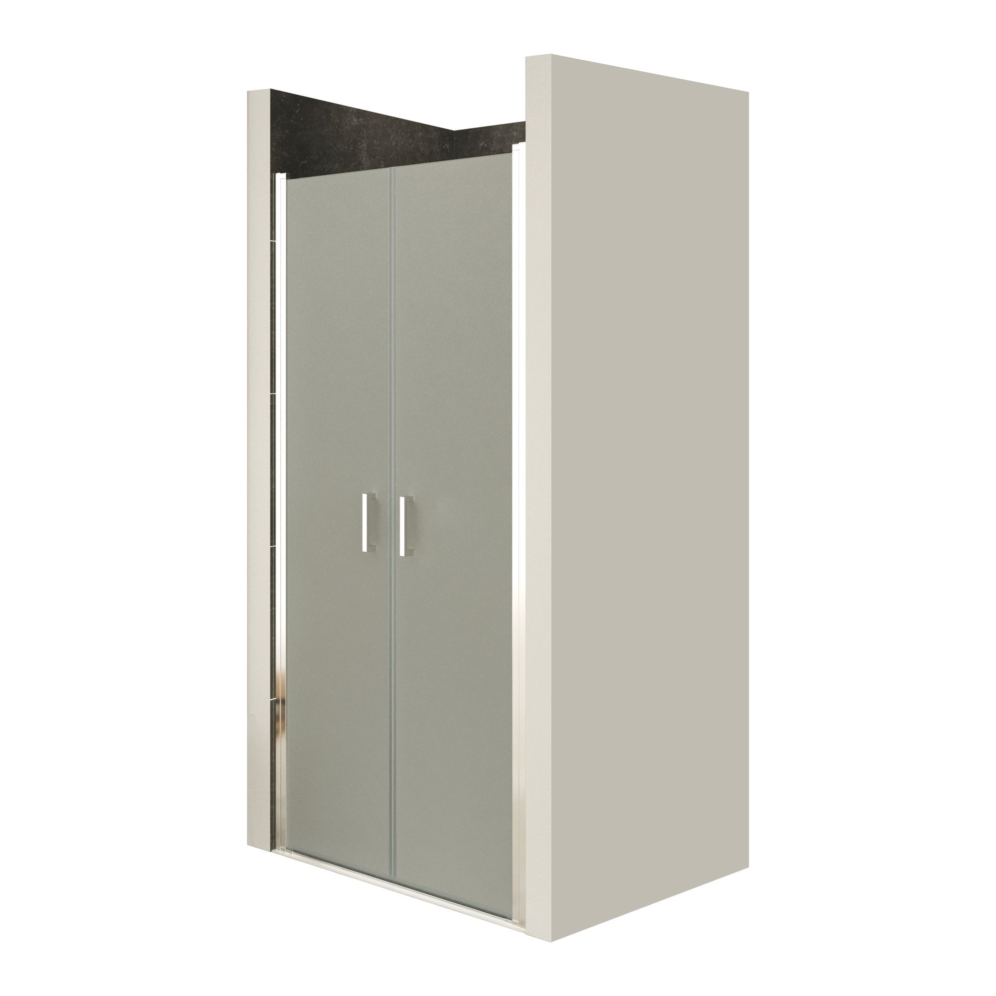 Shower Door Lara with Hinged Doors and Stainless Steel Handles, 68-104 cm, made of Frosted ESG Safety Glass