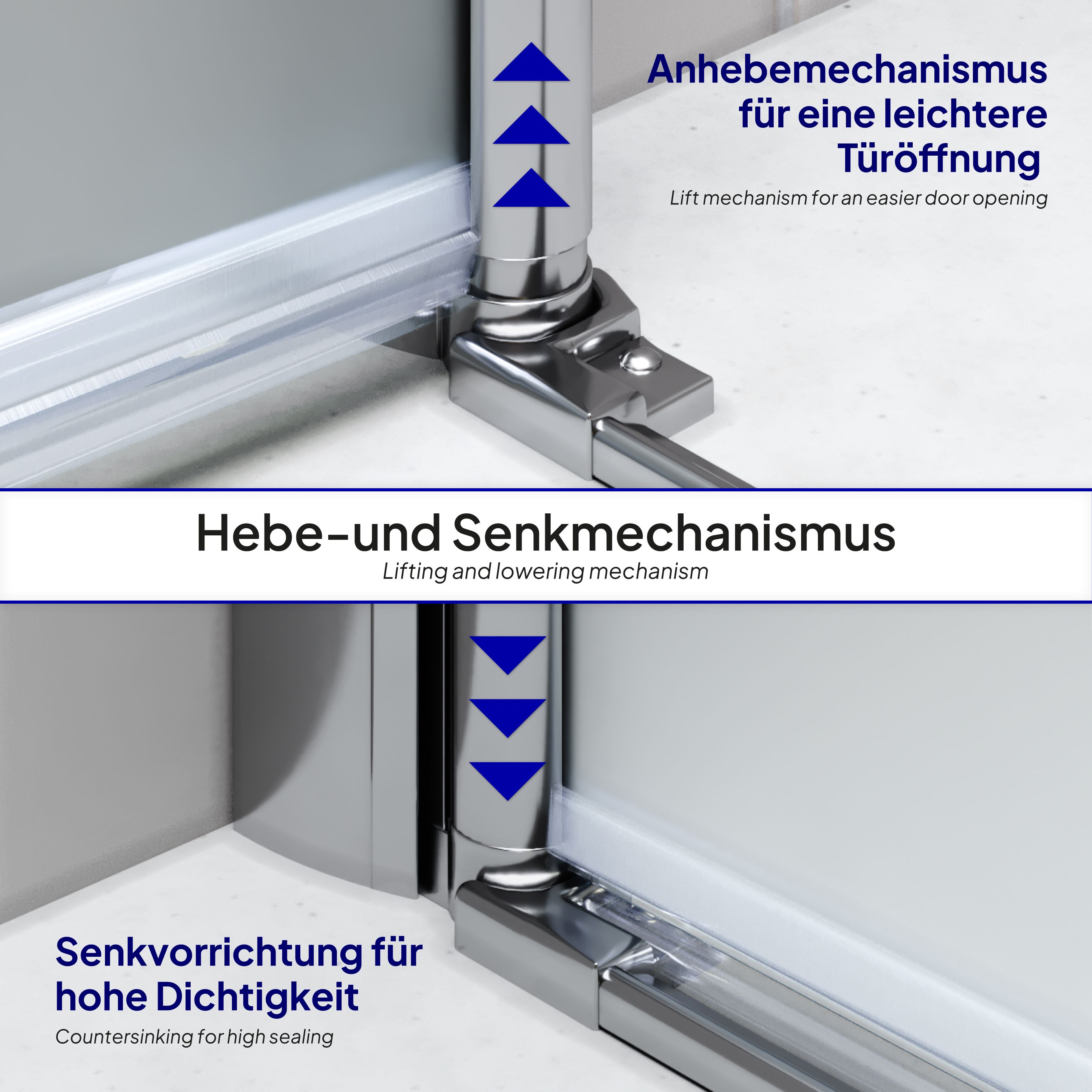 Shower Door Lena with Folding Panels Made of Satin-Finished ESG Safety Glass