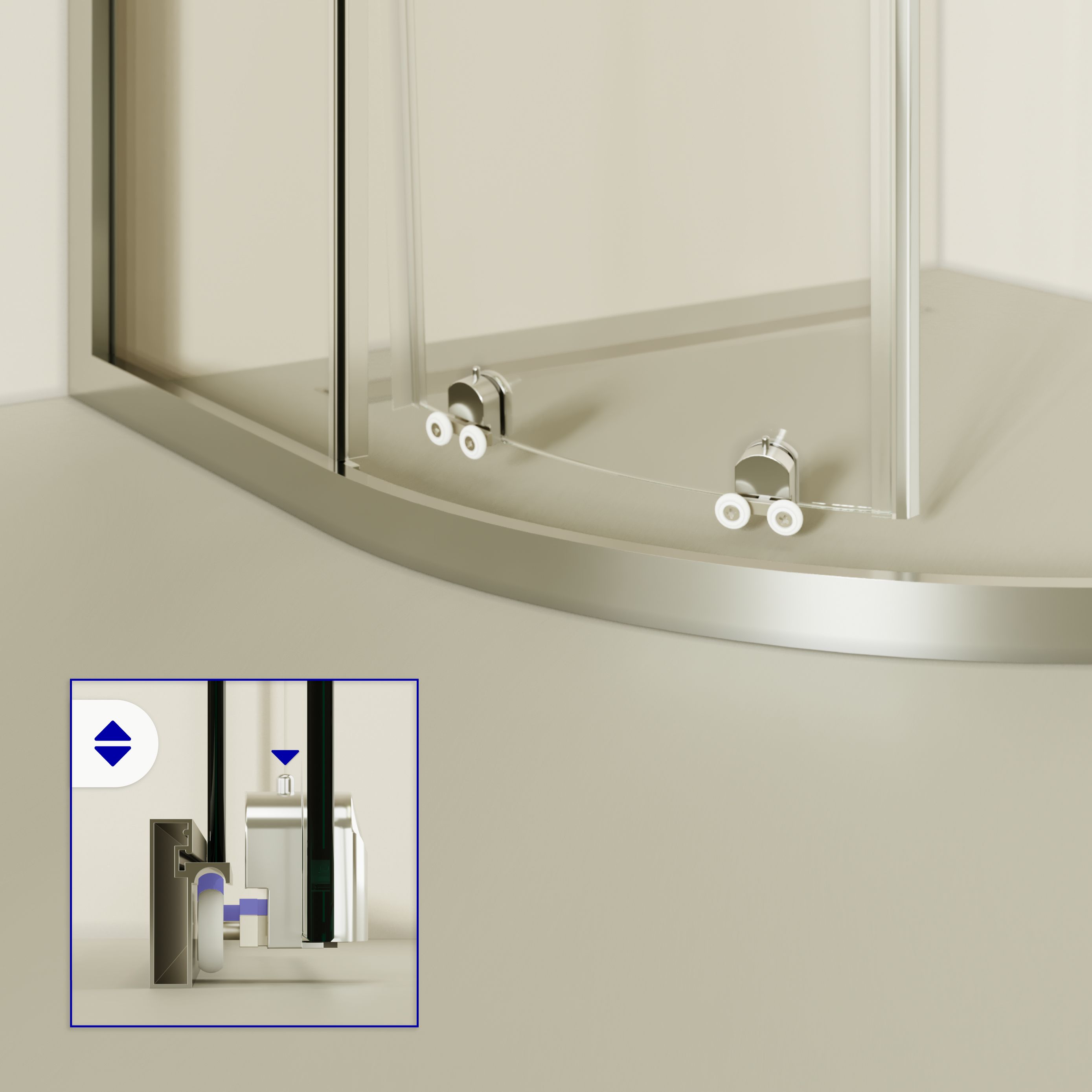 Quarter Circle Shower Ella with Sliding Doors Made of ESG Safety Glass