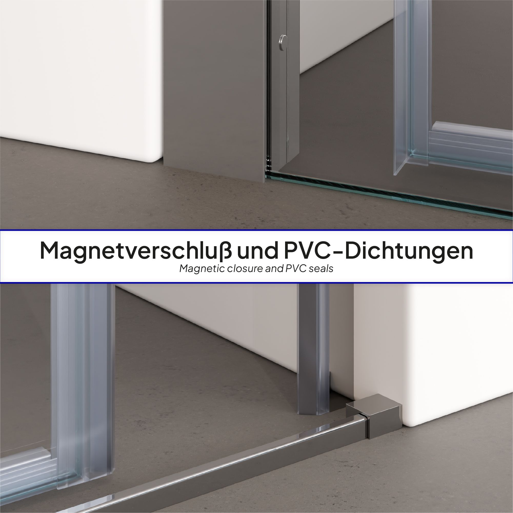 Shower Door Niche Door Kaylee with Sliding Door made of 6mm Tempered Clear Glass