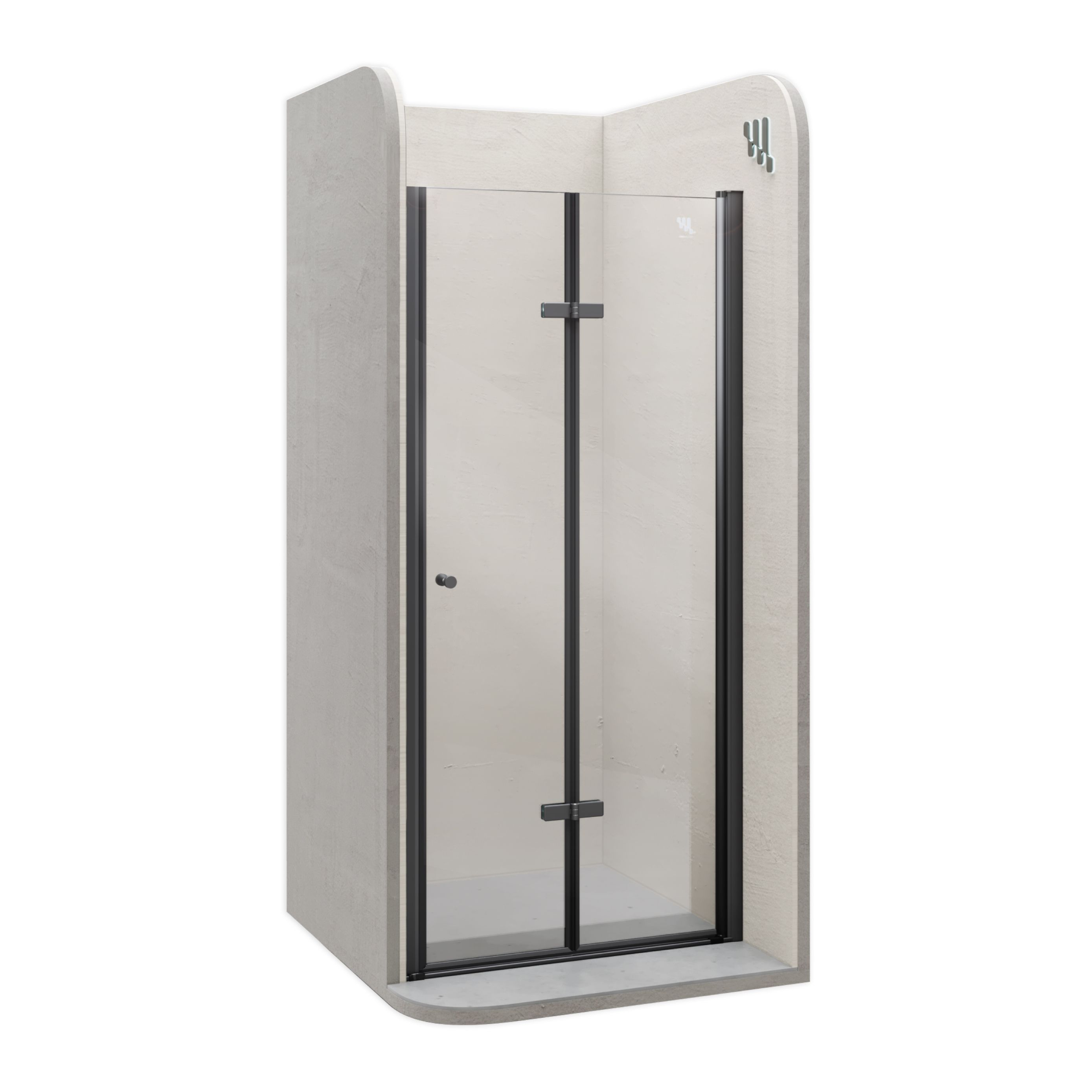 Shower Door Mila with Folding Door made of Clear ESG Safety Glass BLACK EDITION