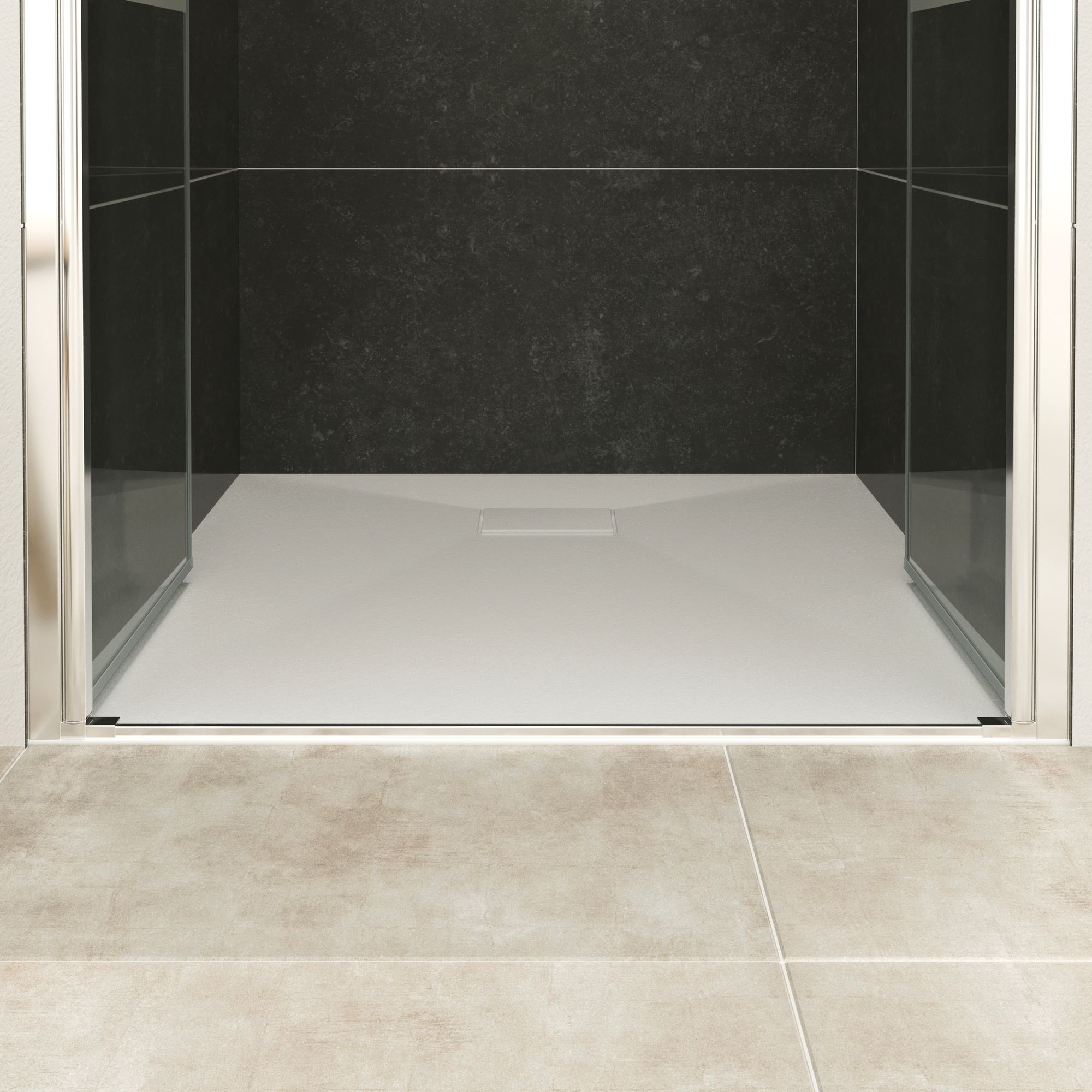 Shower Door Lara with Hinged Doors and Stainless Steel Handles, 68-104 cm, made of Partially Frosted ESG Safety Glass