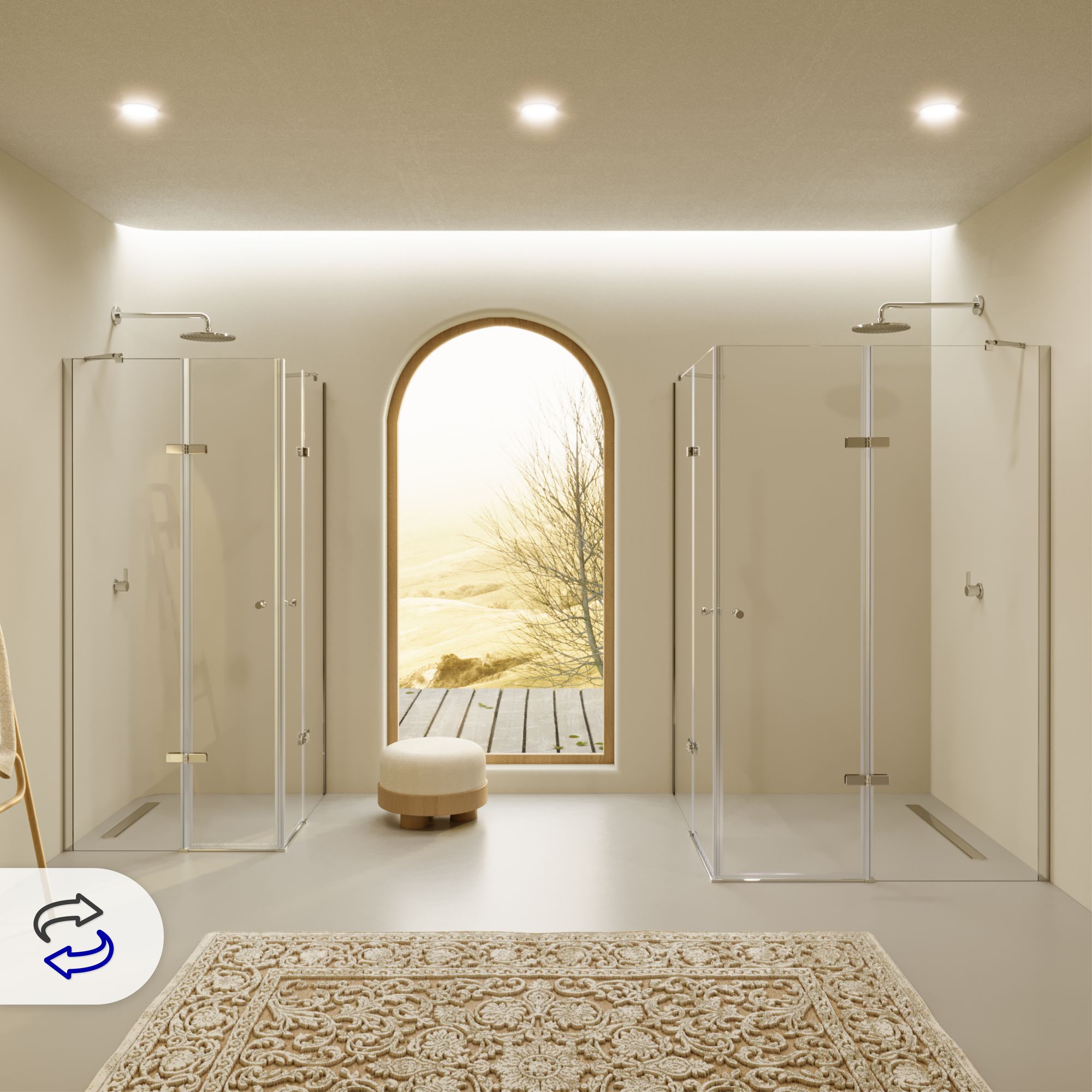 Corner Entry Alice with Folding Doors made of ESG Safety Glass
