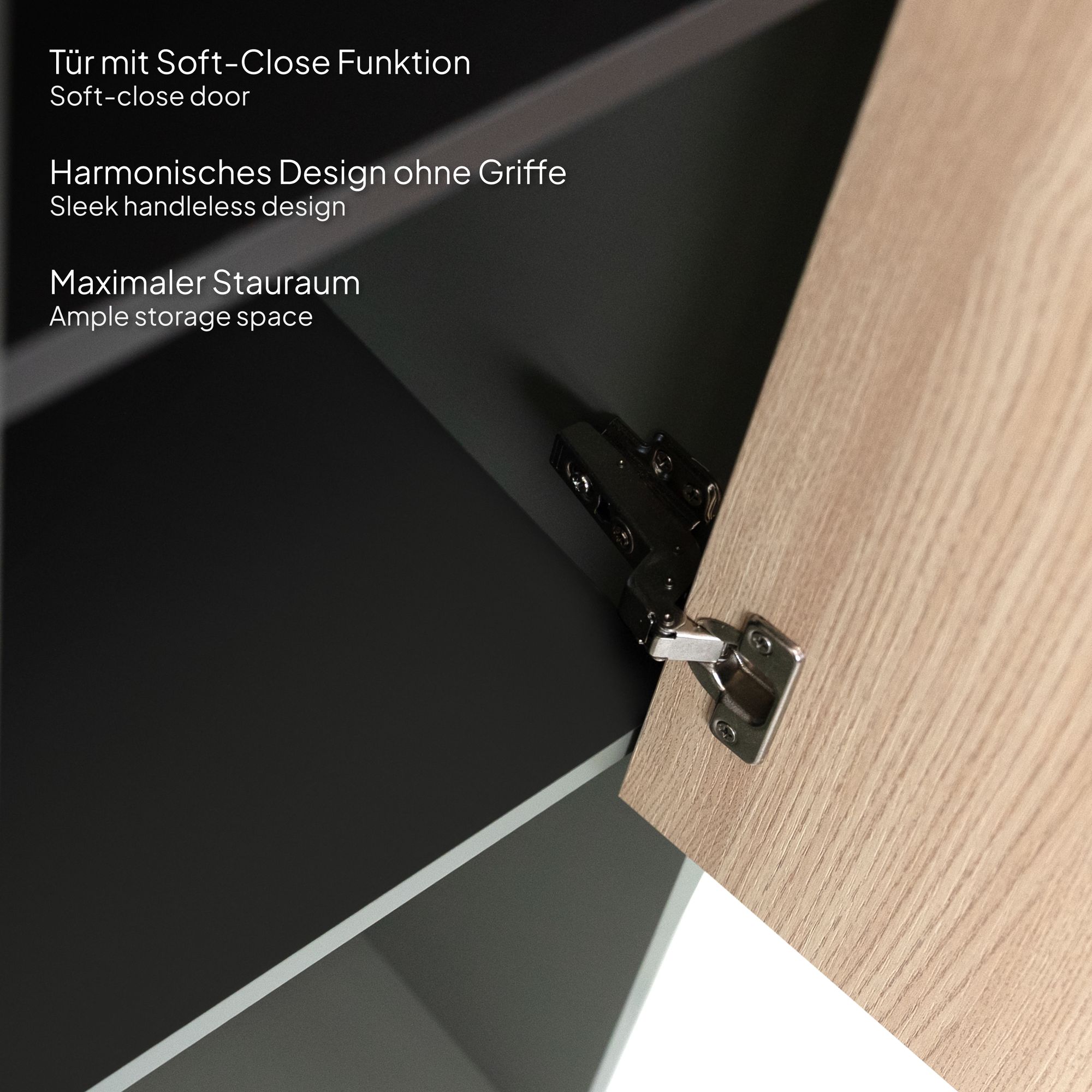 Badezimmermöbel Nereia – 100 cm Unterschrank Eiche hell + LED-Rundspiegel