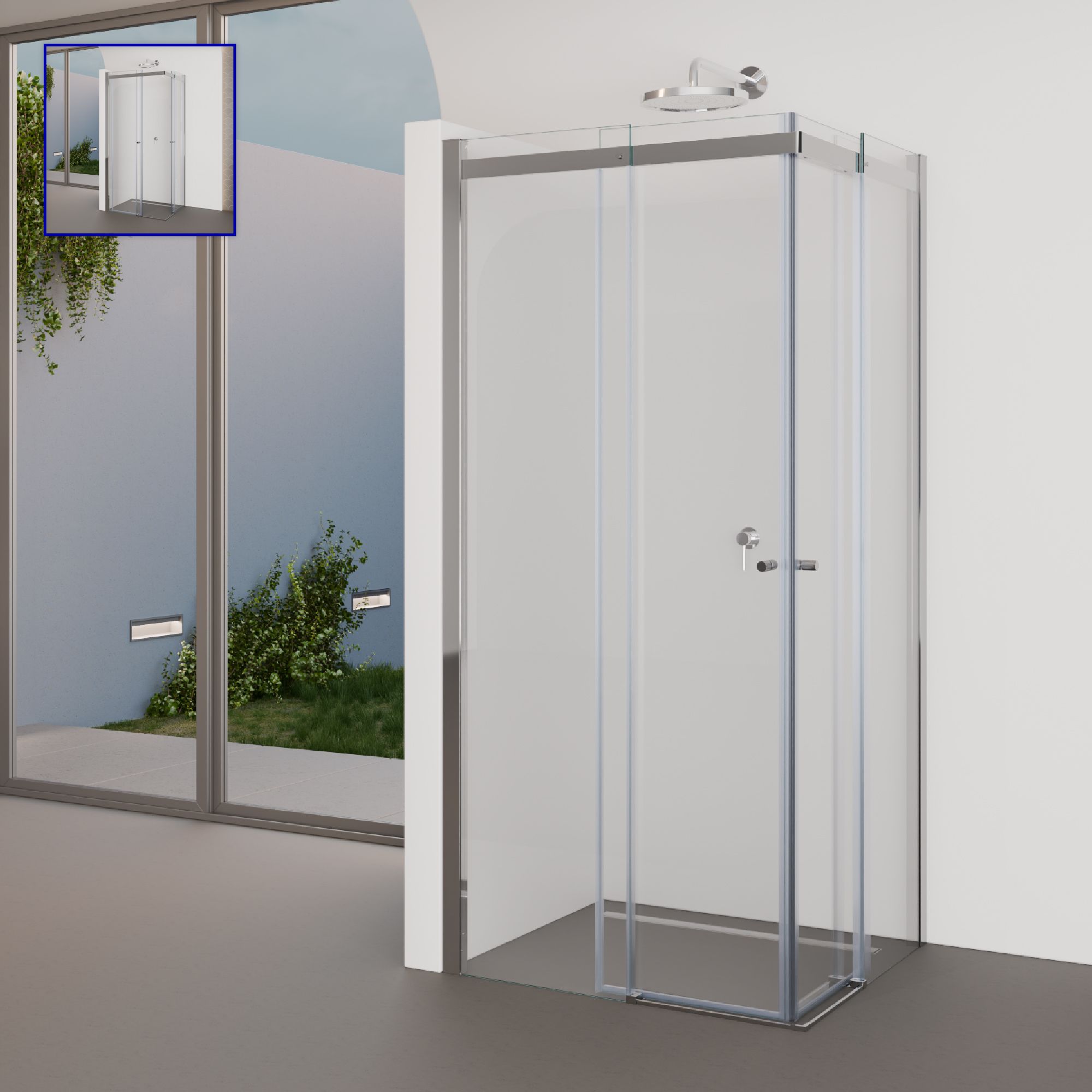 Corner Entry Kaylee with Sliding Doors Made of ESG Safety Glass