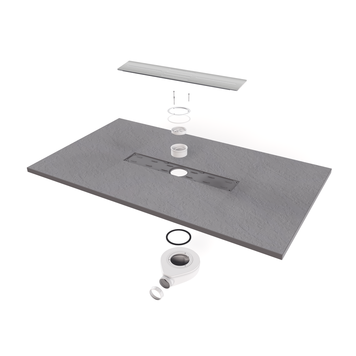 SMC Shower Tray Lumia in Slate Finish with Gray Drain Assembly