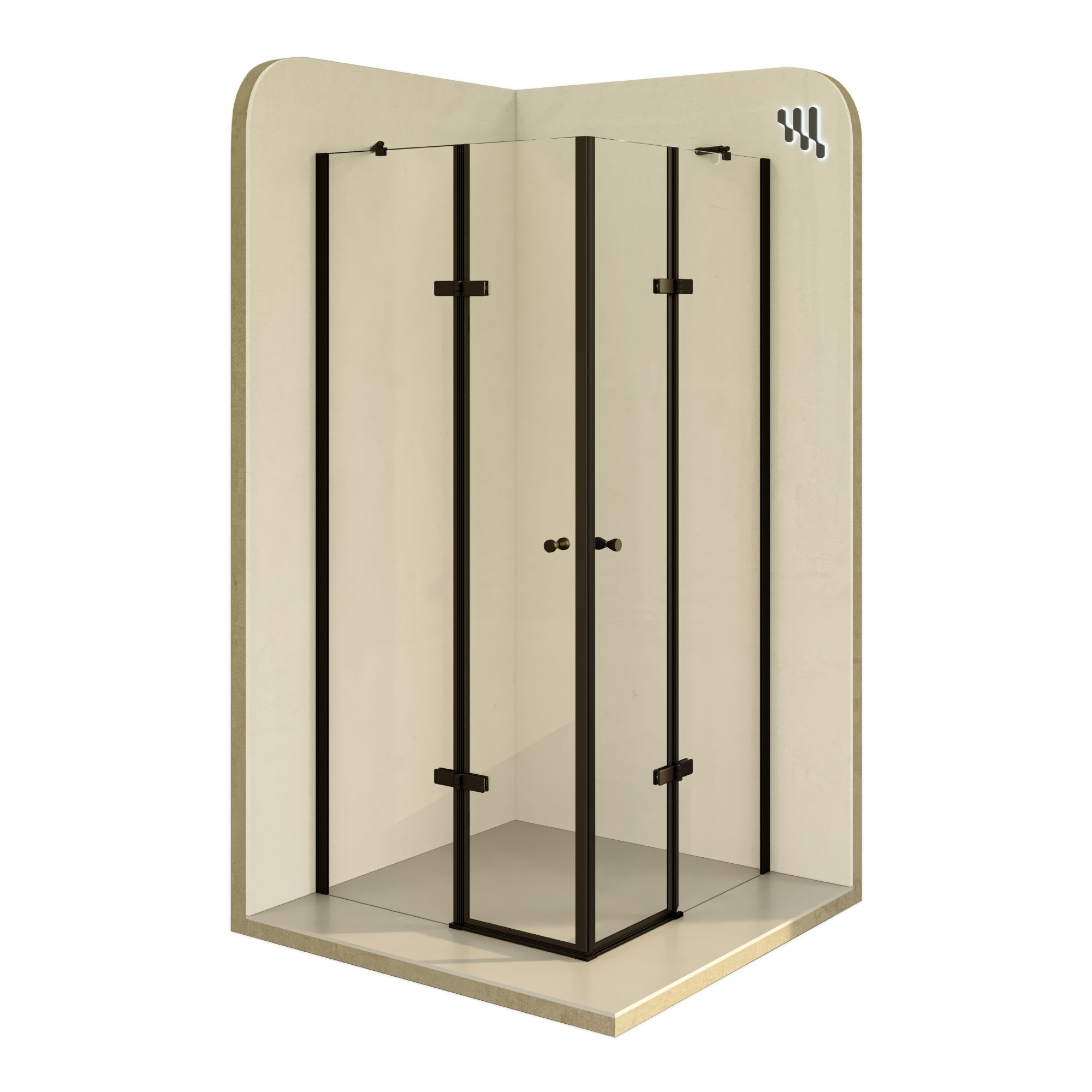 Corner Entry Alice BLACK with Folding Doors made of ESG Safety Glass